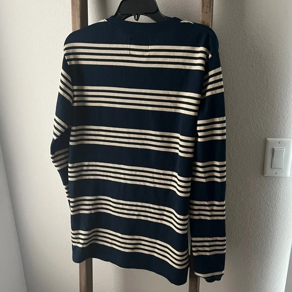 Mens - Southouse striped navy long sleeve top size M - Picture 2 of 3